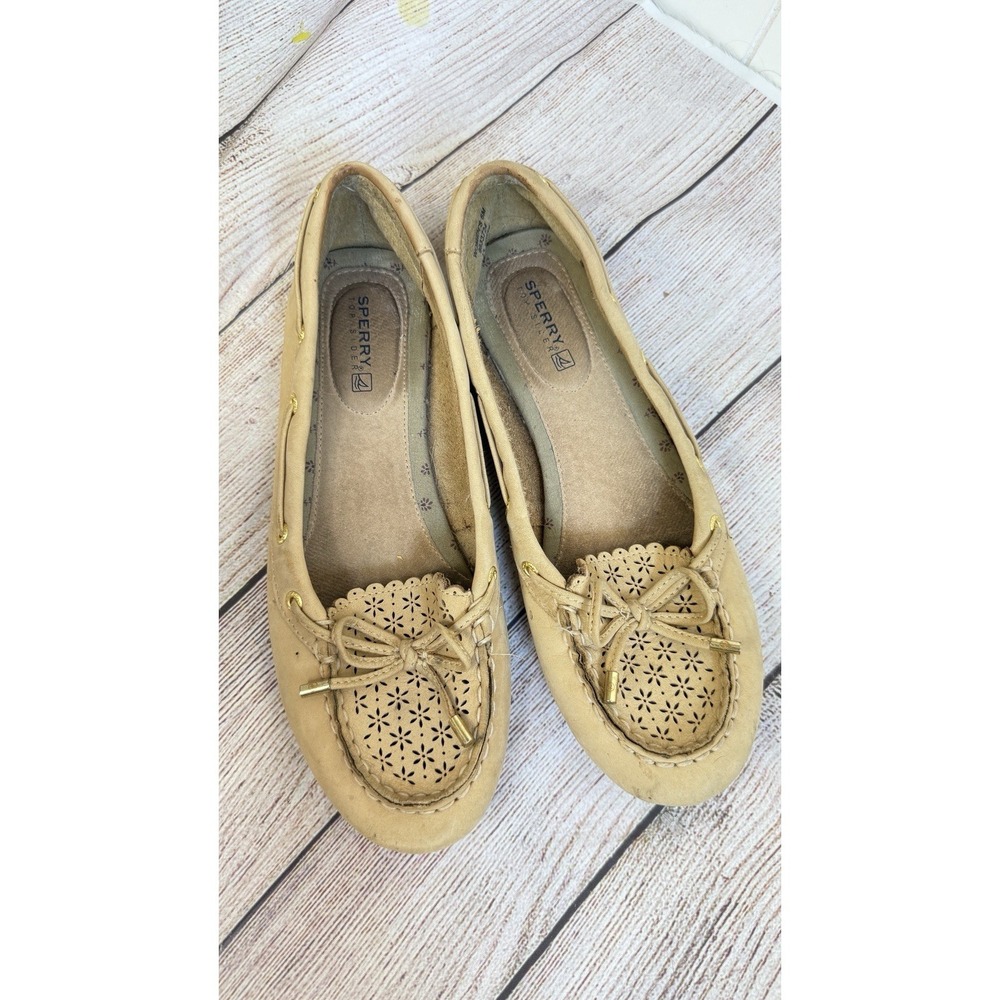 Sperry Top-Sider Leather Boat Shoe Flats Womens 6 Tan Loafers Moccasins Bow